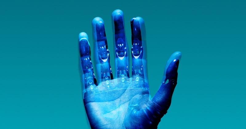 blue robotic hand